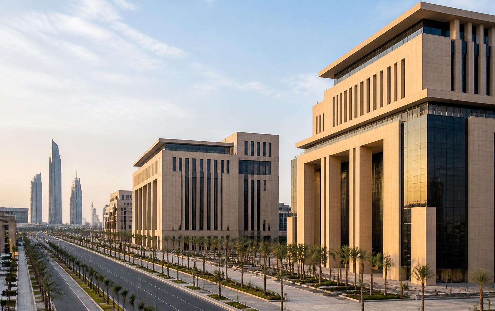 Modern government district in Egypt's New Administrative Capital representing hiring in Egypt